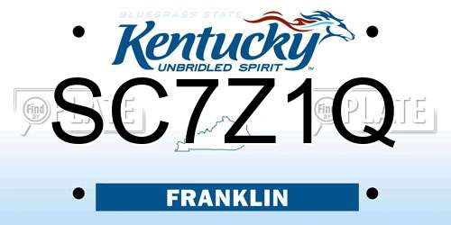 SC7Z1Q Kentucky License Plate