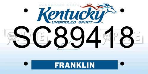 SC89418 Kentucky License Plate
