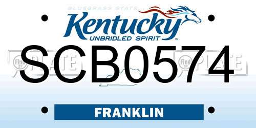 SCB0574 Kentucky License Plate