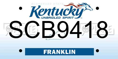 SCB9418 Kentucky License Plate