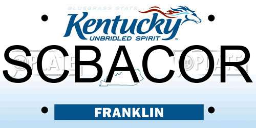 SCBACOR Kentucky License Plate
