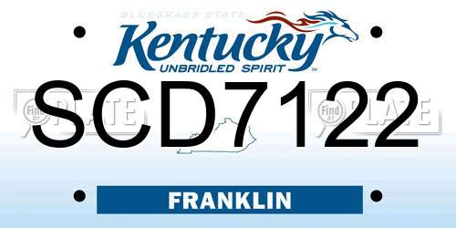 SCD7122 Kentucky License Plate