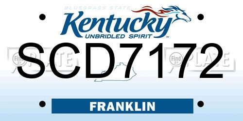 SCD7172 Kentucky License Plate