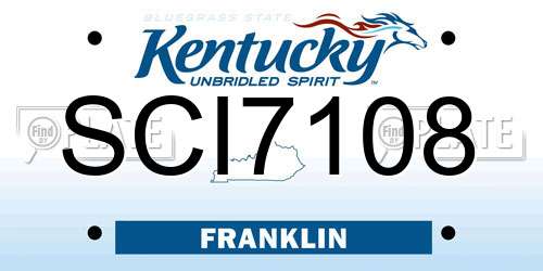 SCI7108 Kentucky License Plate