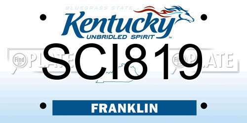 SCI819 Kentucky License Plate
