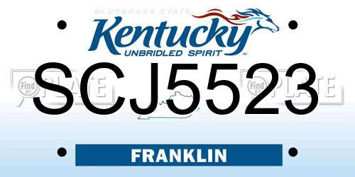 SCJ5523 Kentucky License Plate