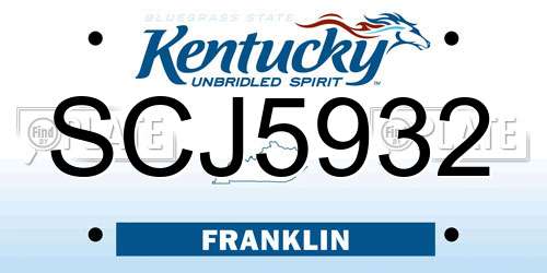 SCJ5932 Kentucky License Plate