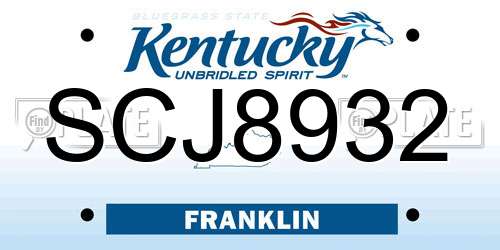 SCJ8932 Kentucky License Plate