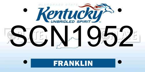 SCN1952 Kentucky License Plate