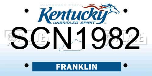 SCN1982 Kentucky License Plate