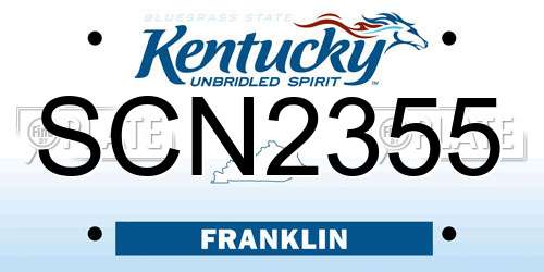 SCN2355 Kentucky License Plate