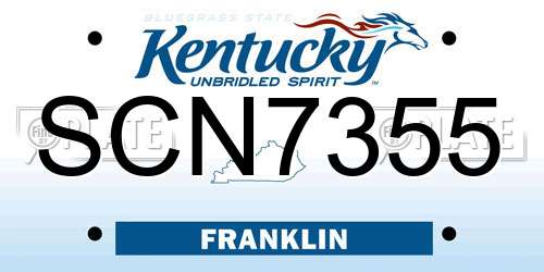 SCN7355 Kentucky License Plate