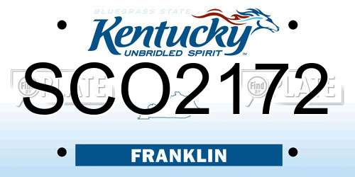 SCO2172 Kentucky License Plate