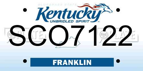 SCO7122 Kentucky License Plate