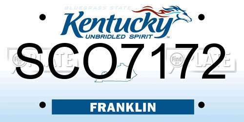 SCO7172 Kentucky License Plate
