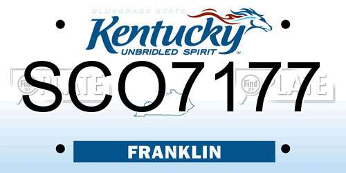 SCO7177 Kentucky License Plate