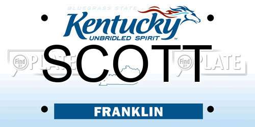 SCOTT Kentucky License Plate