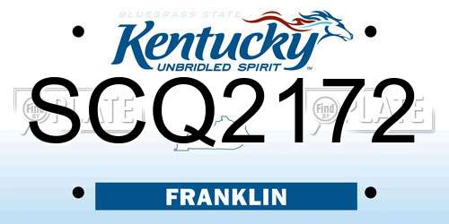 SCQ2172 Kentucky License Plate