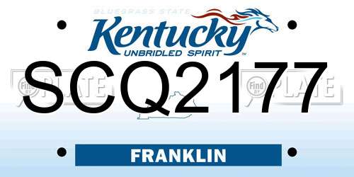 SCQ2177 Kentucky License Plate