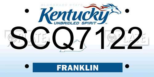 SCQ7122 Kentucky License Plate