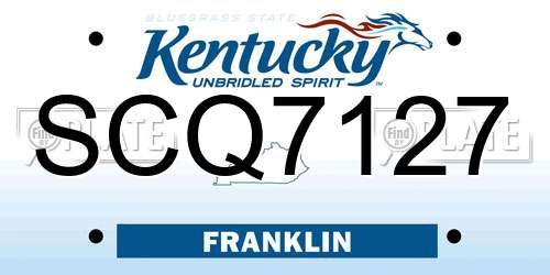 SCQ7127 Kentucky License Plate