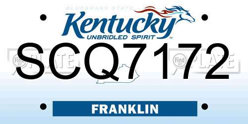 SCQ7172 Kentucky License Plate