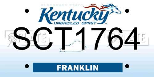 SCT1764 Kentucky License Plate