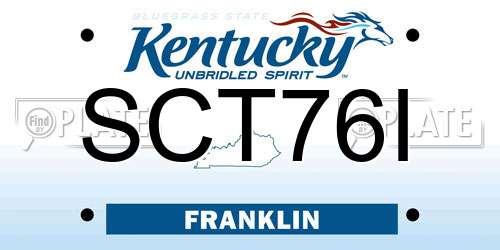 SCT76I Kentucky License Plate