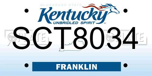 SCT8034 Kentucky License Plate