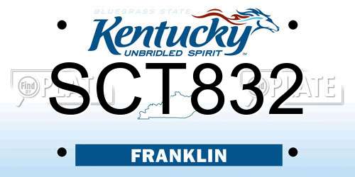 SCT832 Kentucky License Plate