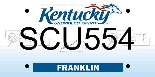 SCU554 Kentucky License Plate