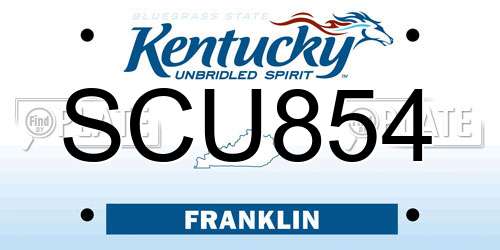 SCU854 Kentucky License Plate