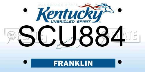 SCU884 Kentucky License Plate