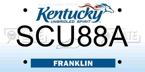 SCU88A Kentucky License Plate