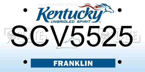 SCV5525 Kentucky License Plate