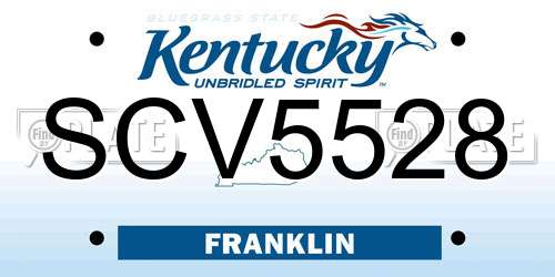 SCV5528 Kentucky License Plate