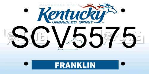 SCV5575 Kentucky License Plate