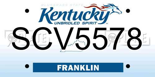 SCV5578 Kentucky License Plate