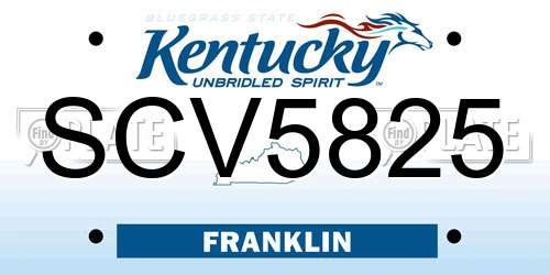 SCV5825 Kentucky License Plate