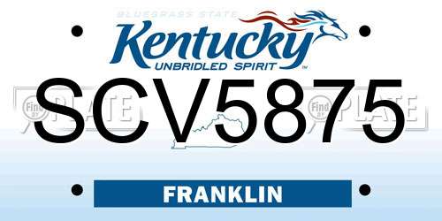 SCV5875 Kentucky License Plate