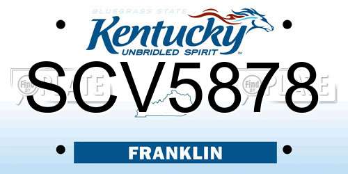 SCV5878 Kentucky License Plate