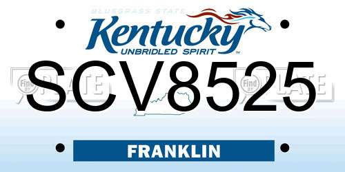 SCV8525 Kentucky License Plate