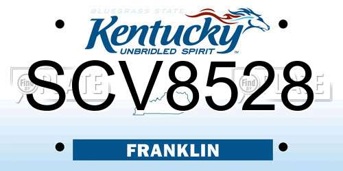 SCV8528 Kentucky License Plate