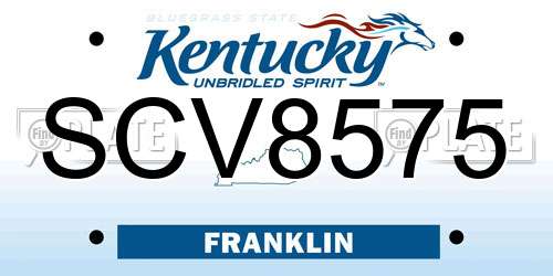 SCV8575 Kentucky License Plate