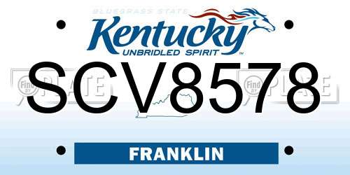 SCV8578 Kentucky License Plate