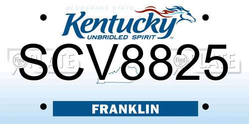 SCV8825 Kentucky License Plate