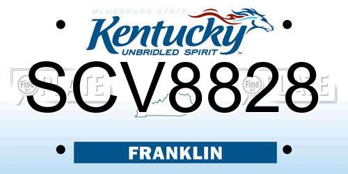 SCV8828 Kentucky License Plate