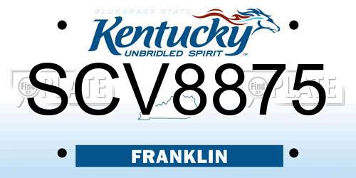 SCV8875 Kentucky License Plate