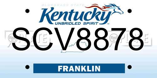 SCV8878 Kentucky License Plate