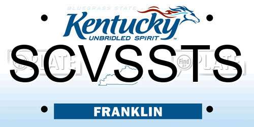 SCVSSTS Kentucky License Plate
